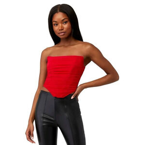 Steve Madden Dahlia Corset Top in Red Womens Bustier Tank